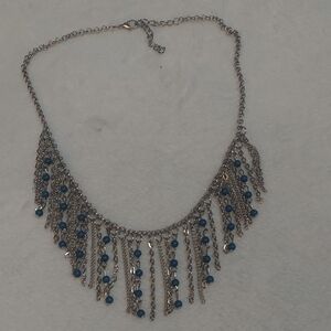 3/$12 Chic Silver Necklace with Blue Accents